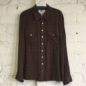 Loco Lindo Brown Floral Button Up Western Blouse